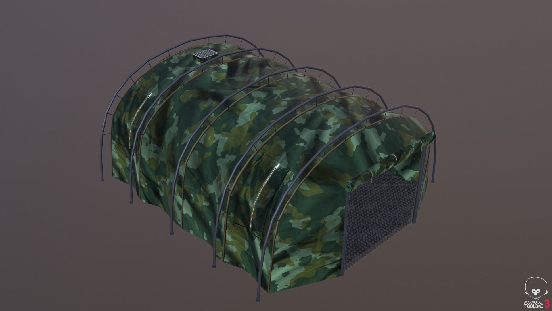 Military tent summer camo great for base - Low poly Low-poly 3D model_9