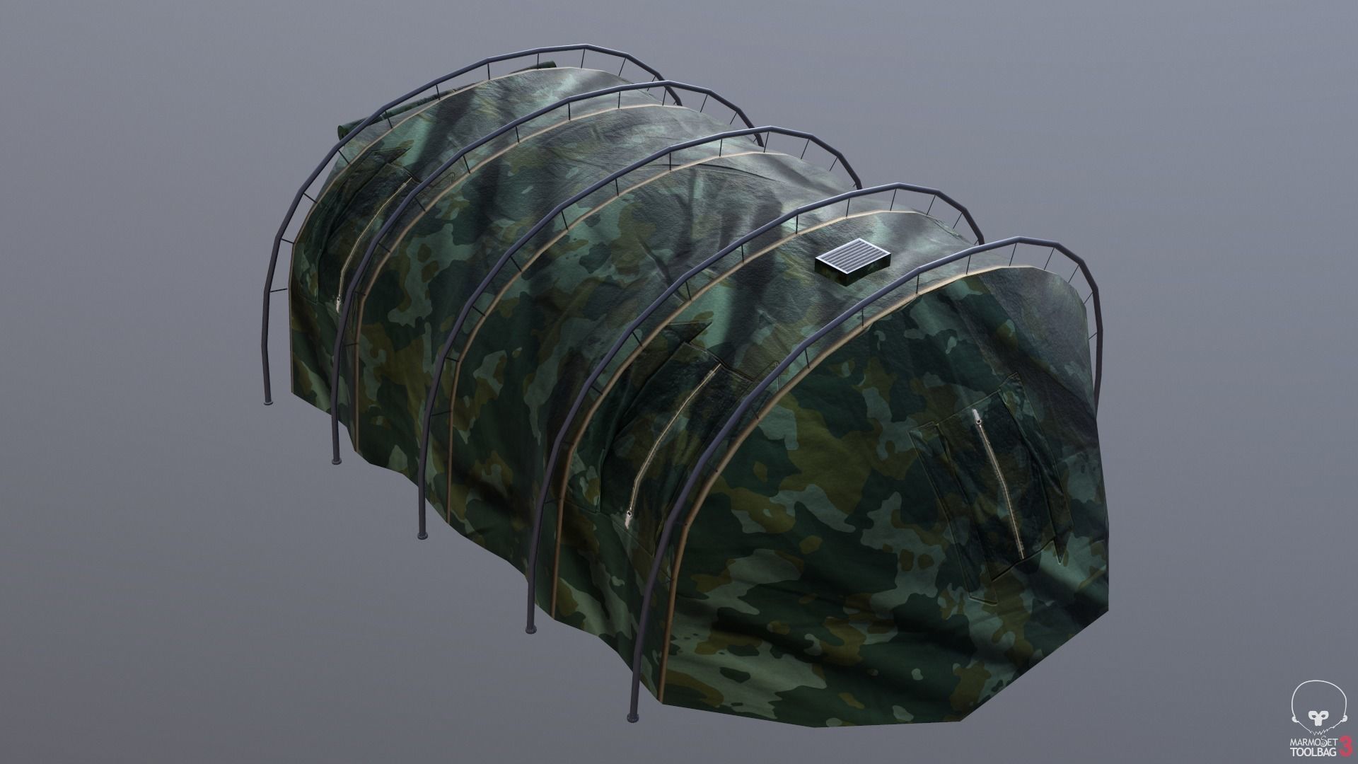 Military tent summer camo great for base - Low poly Low-poly 3D model_18