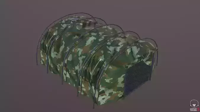 Military tent summer camo great for base - Low poly