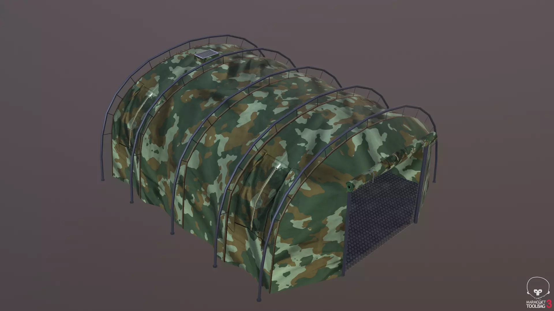 Military tent summer camo great for base - Low poly Low-poly 3D model_0