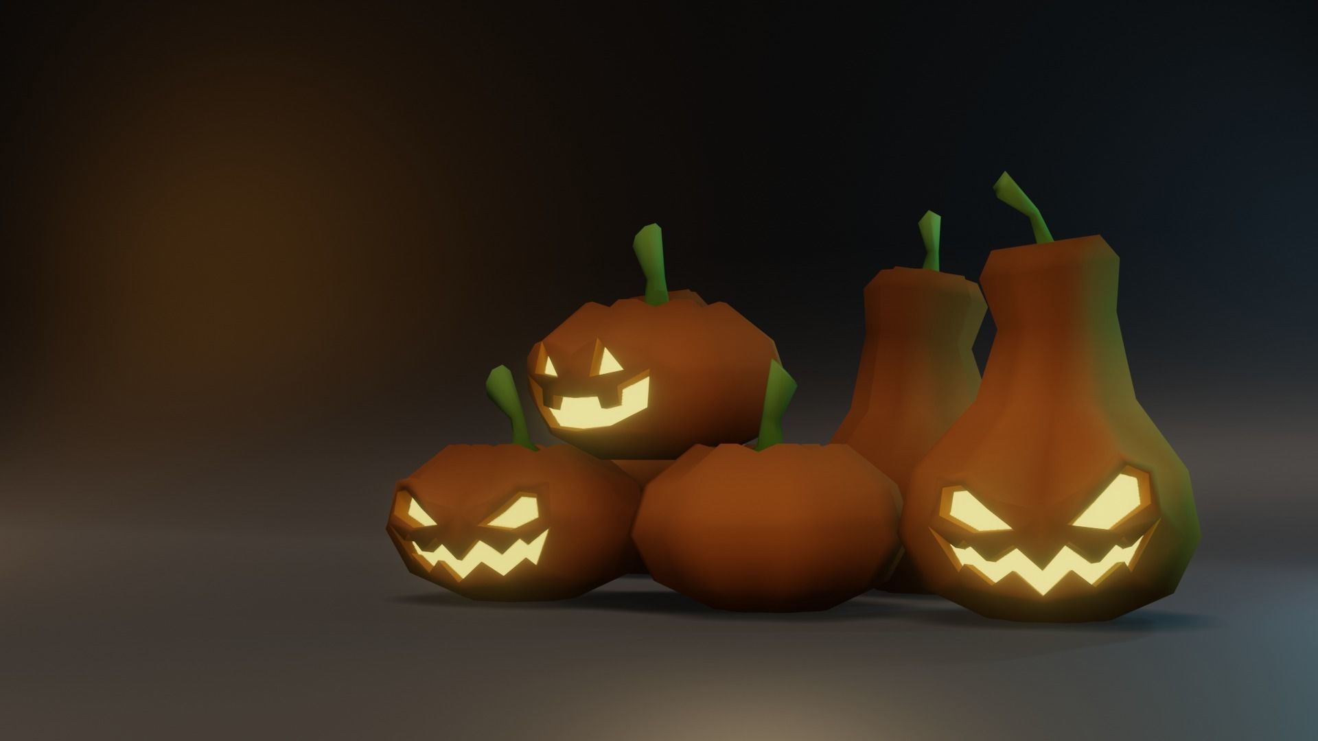 3D model Halloween Pumpkins Jack O Lanterns Low Poly VR / AR / low-poly ...