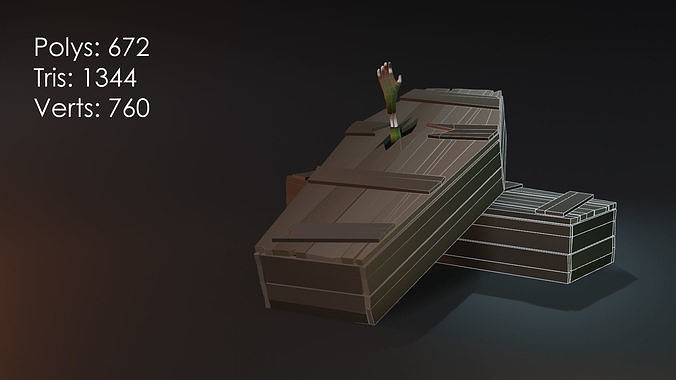 Halloween Coffin Low Poly Low-poly 3D model