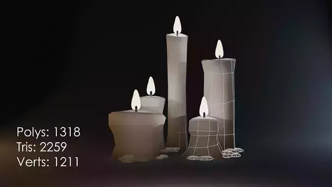 Halloween Candles Low Poly 