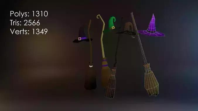 Halloween Witch set Low Poly