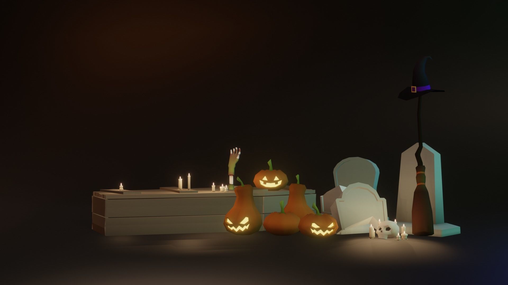 3D model Halloween Low Poly set VR / AR / low-poly | CGTrader