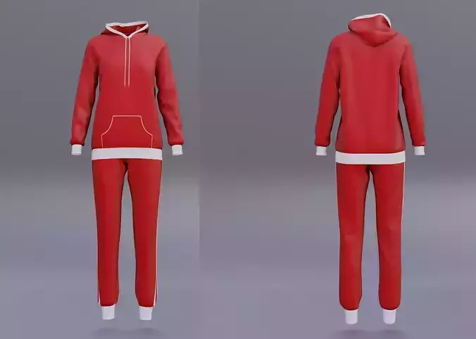 red tracksuit - sweatshirt hoodie and sweatpants