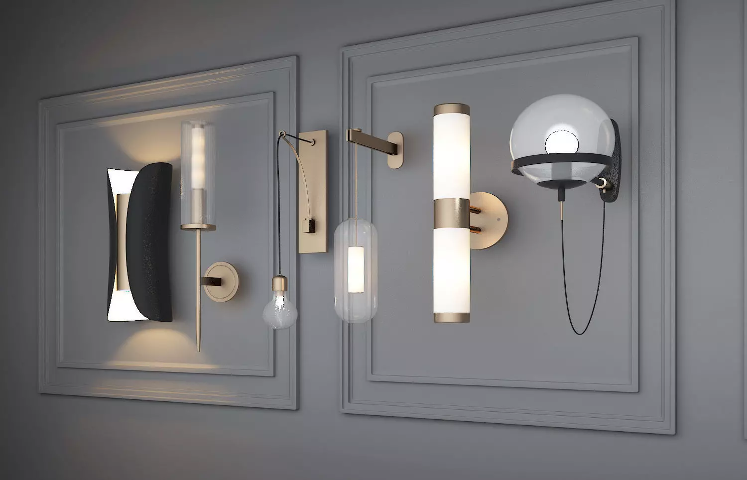Modern wall light 3D model_0