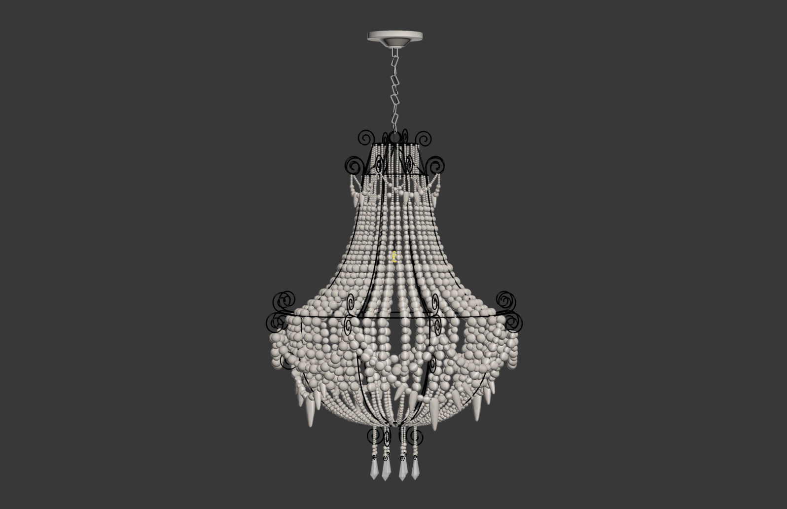 Mud Beaded Chandelier 3D model_2