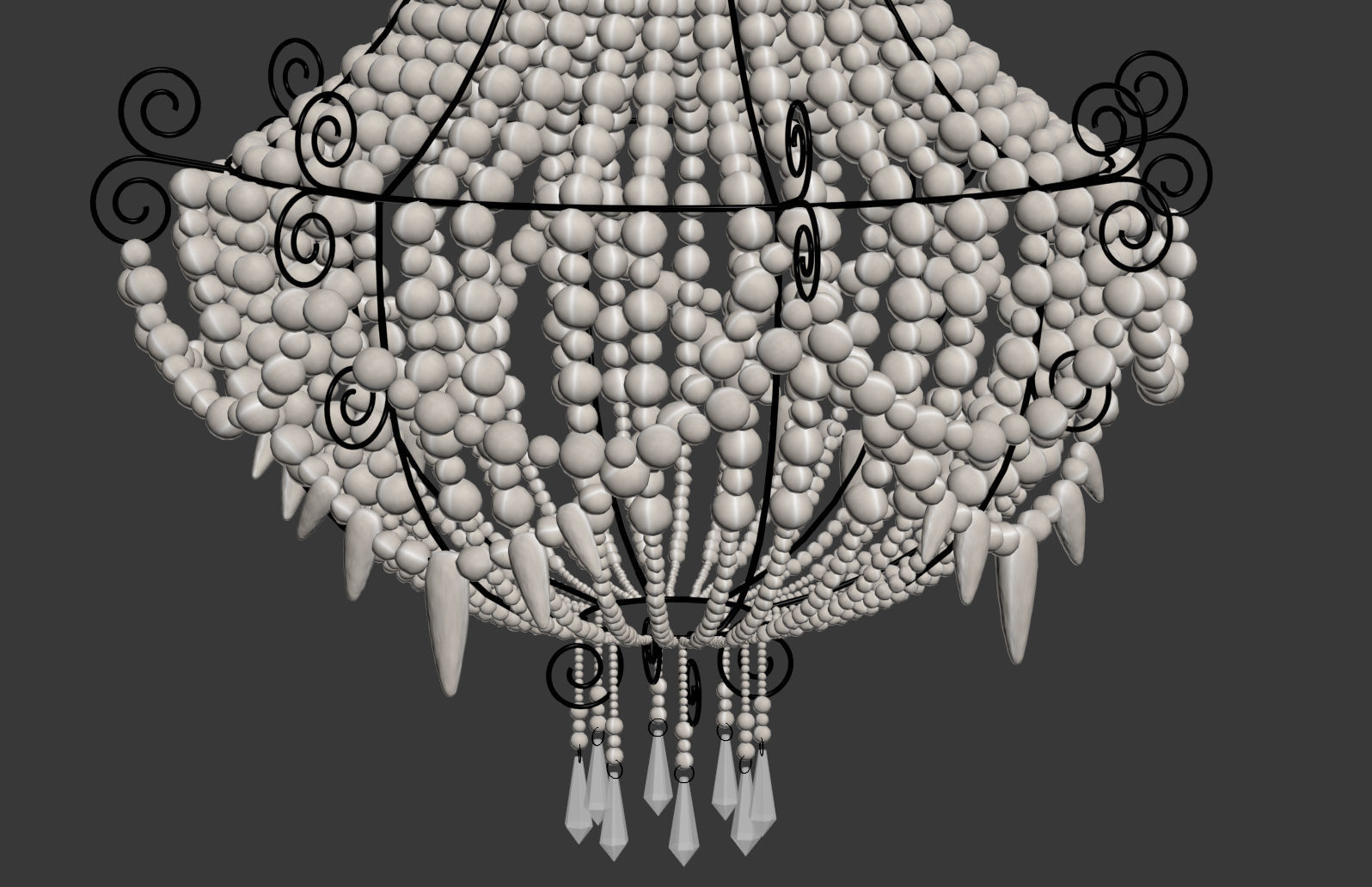 Mud Beaded Chandelier 3D model_3