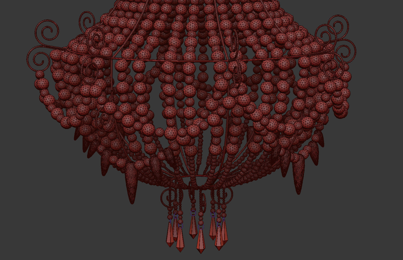 Mud Beaded Chandelier 3D model_4