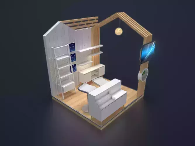 Exhibition booth 3D model 2x2m 002