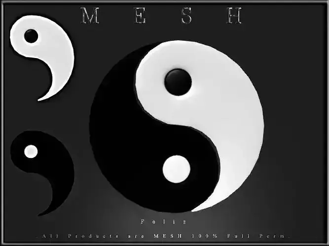 Ying yang symbol Low-poly 3D model