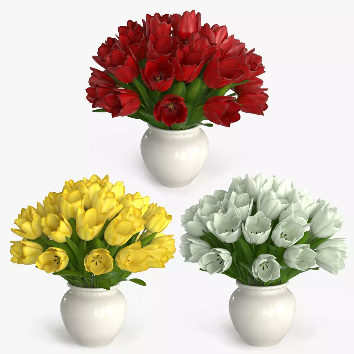 Tulip Bouquet Flowers Low-poly 3D model_0