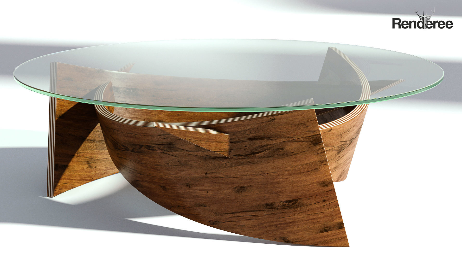 Round Glass Table 3D model_2