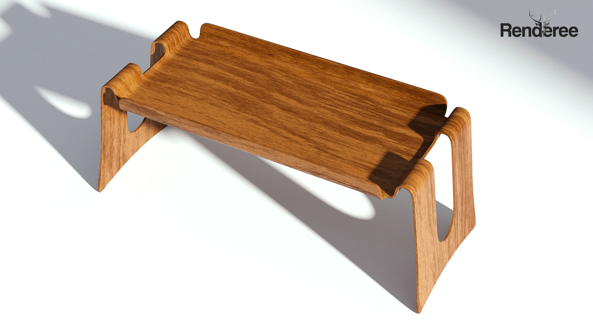 Wooden Coffee Table 3D model_3