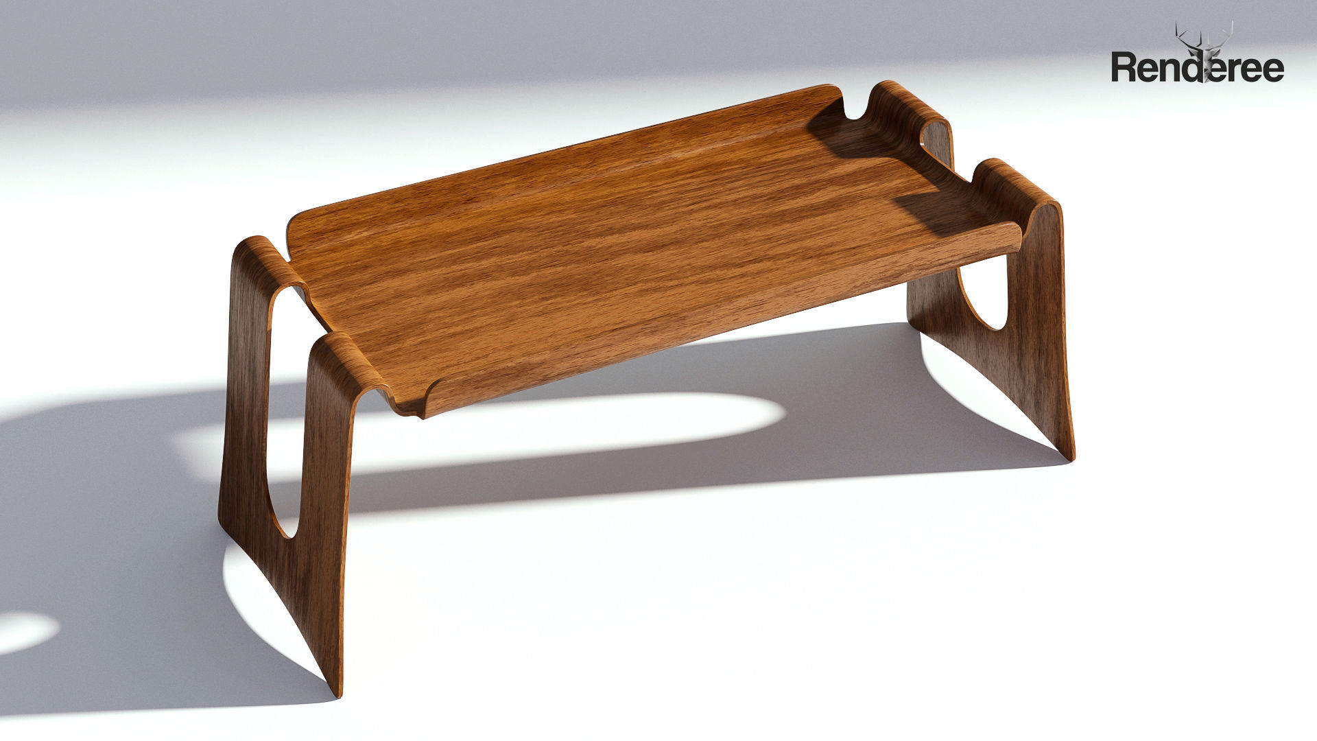 Wooden Coffee Table 3D model_2