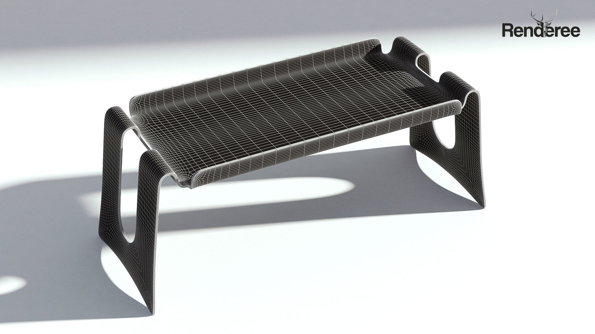 Wooden Coffee Table 3D model_7