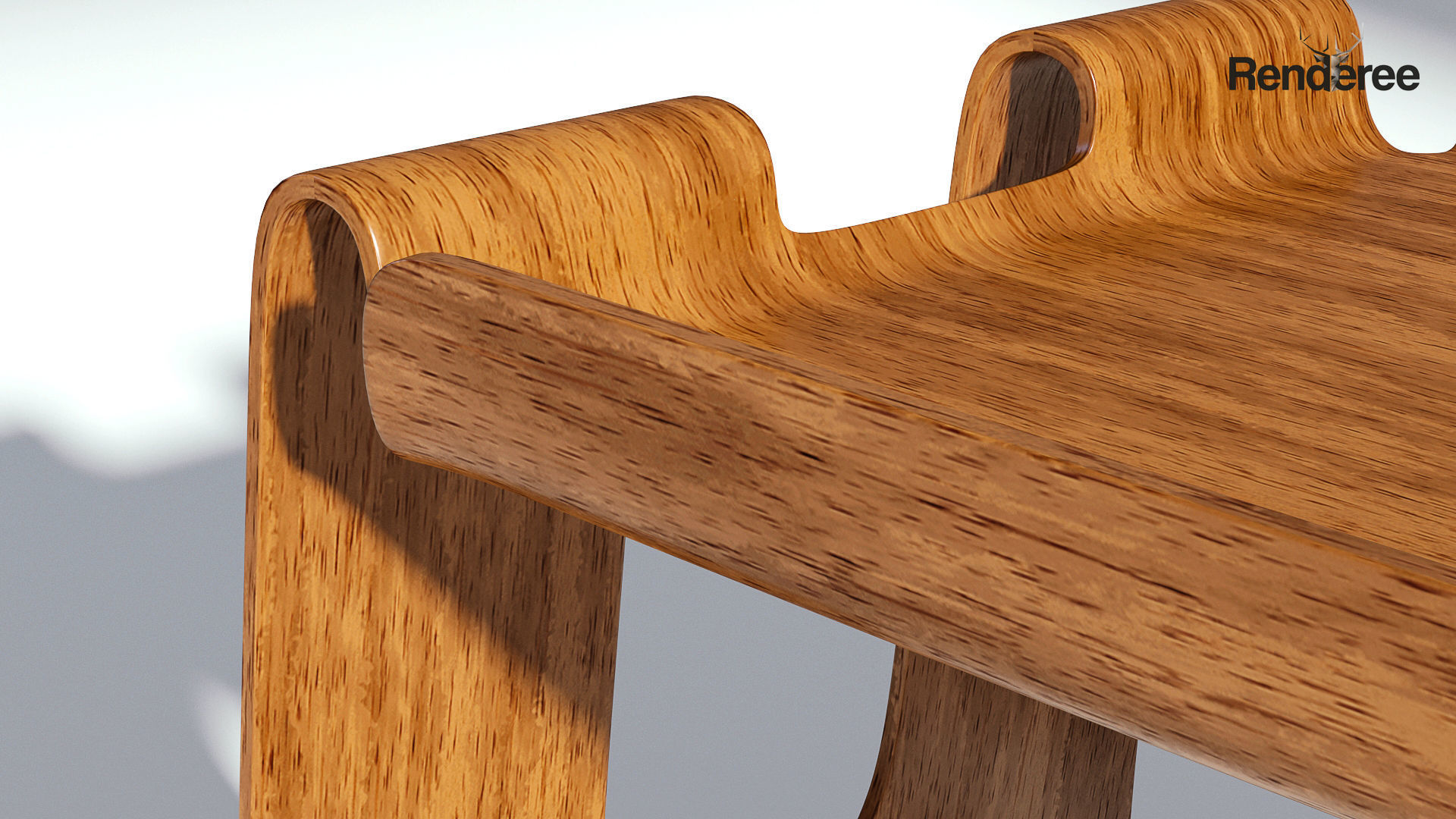 Wooden Coffee Table 3D model_5