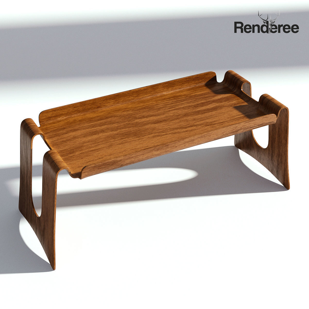 Wooden Coffee Table 3D model_1