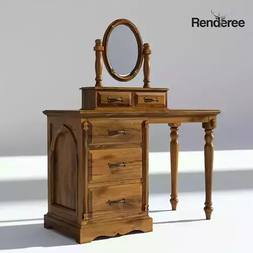 Victorian Table and Mirror Set Old Natural