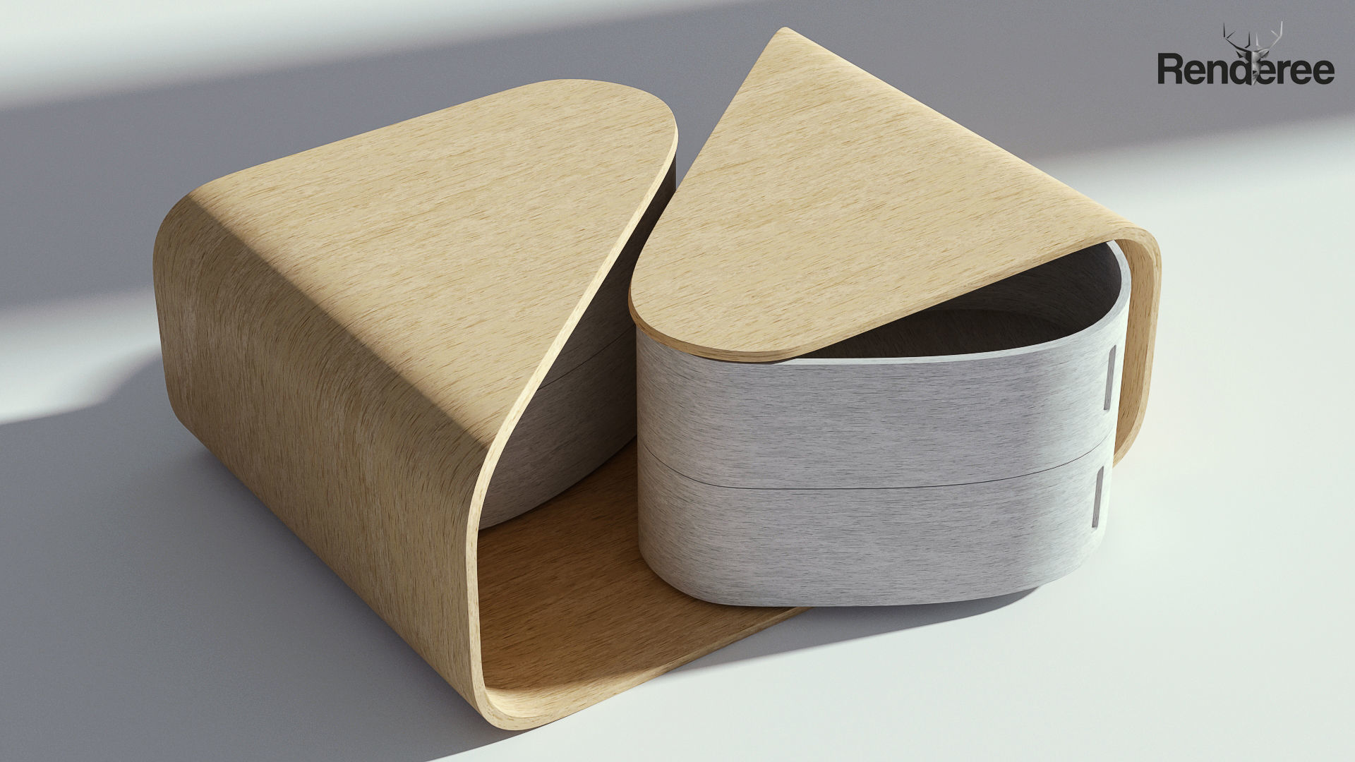 Modern Wooden Coffee Table 3D model_1