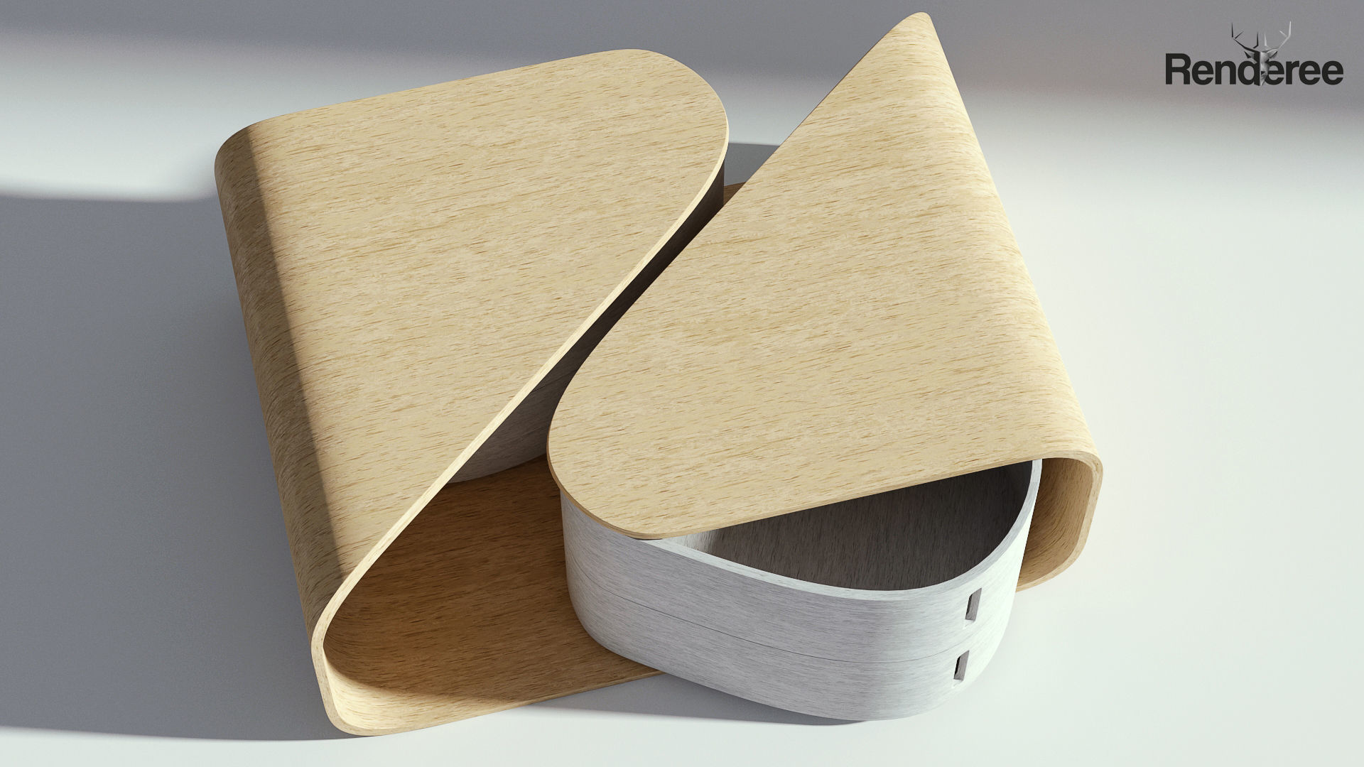 Modern Wooden Coffee Table 3D model_3