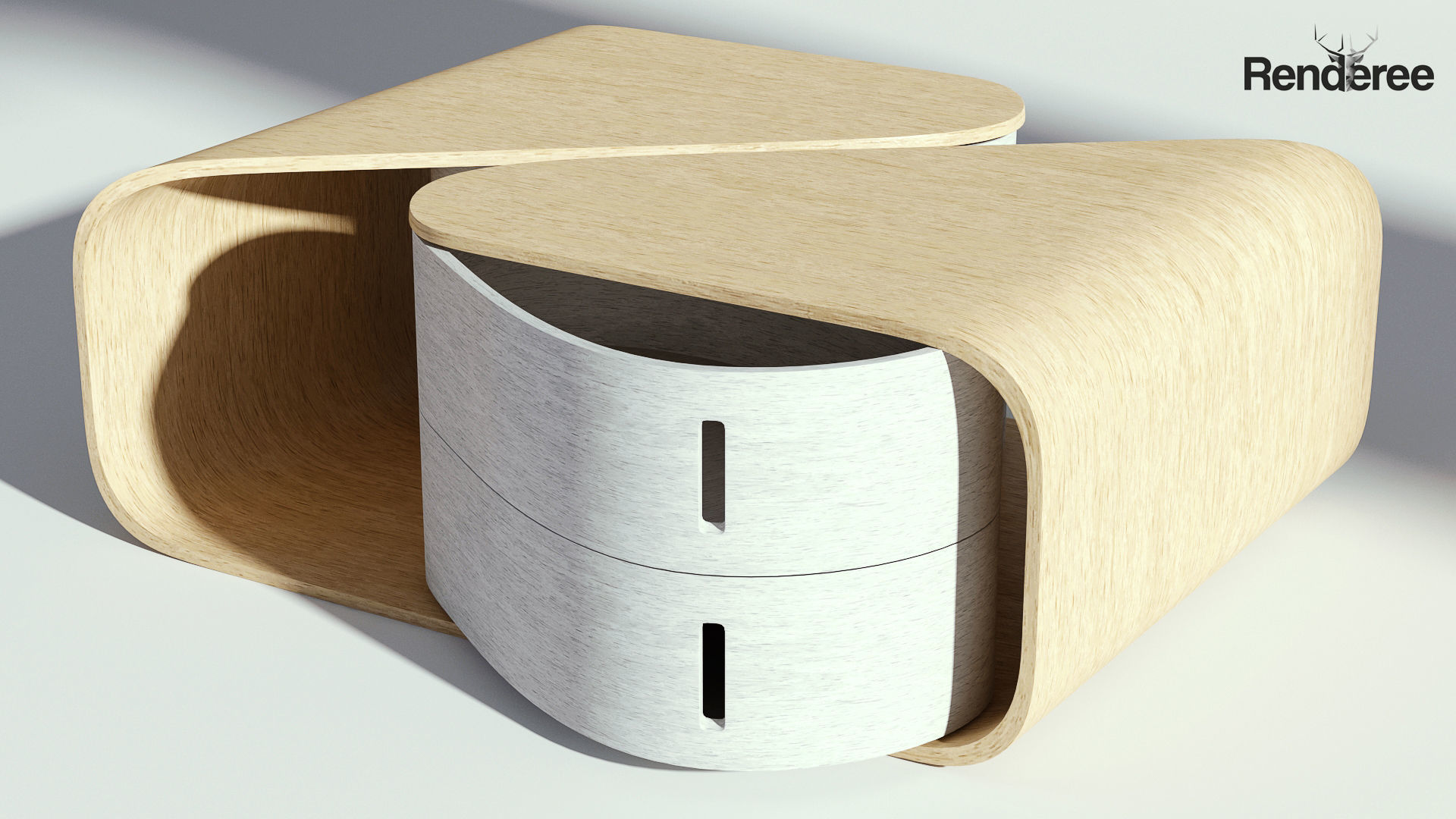 Modern Wooden Coffee Table 3D model_2