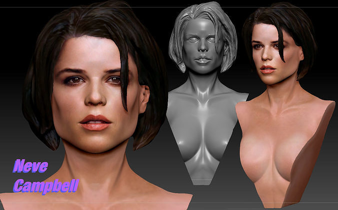 Neve Campbell as Sidney Prescott from Scream 1 2 3 4 textured 3D print model