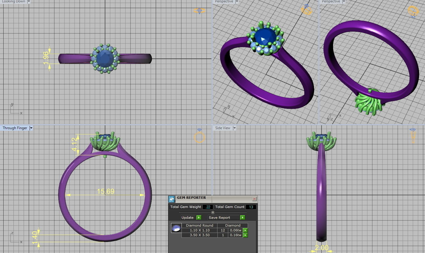 Sapphire Engagement ring 3dmodel Promise ring Own design 3D print model_6