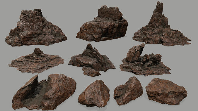 rock set Low-poly 3D model