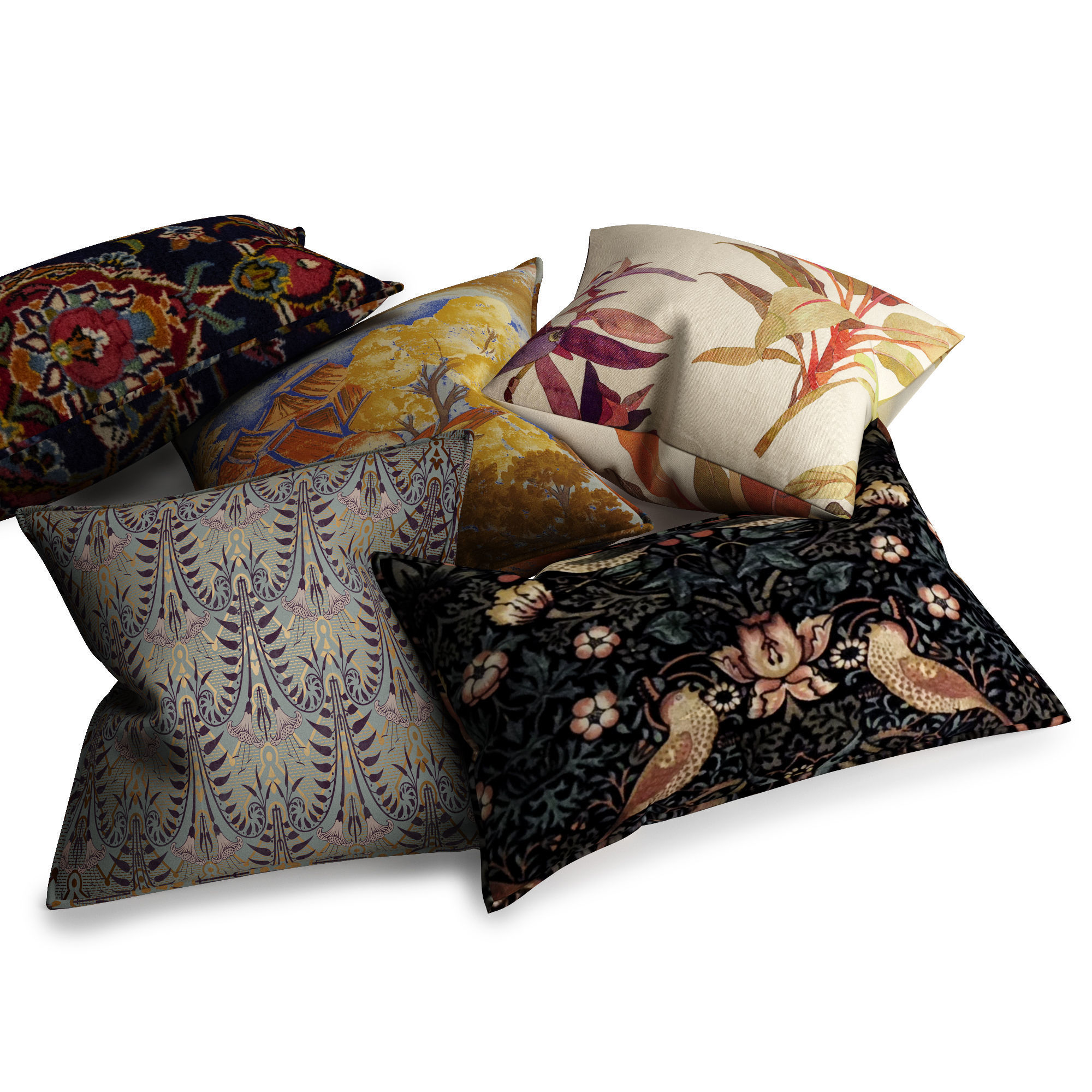 Oriental pillows 3D model_2
