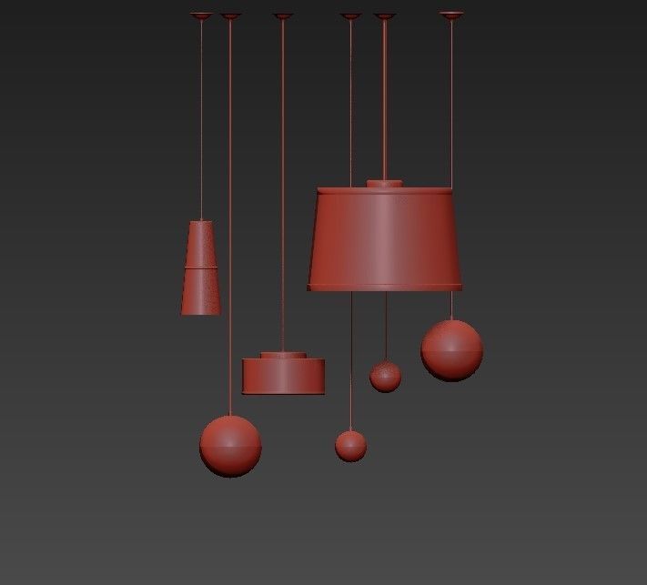 Cloth modern pendant lights 3D model_1