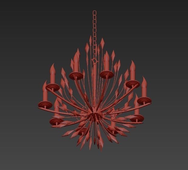 Feerie chandelier in gold and crystal 3D model_2