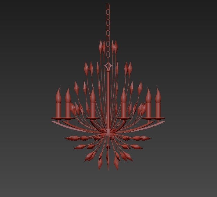 Feerie chandelier in gold and crystal 3D model_1