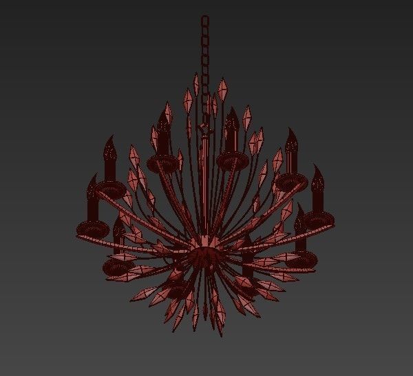Feerie chandelier in gold and crystal 3D model_3