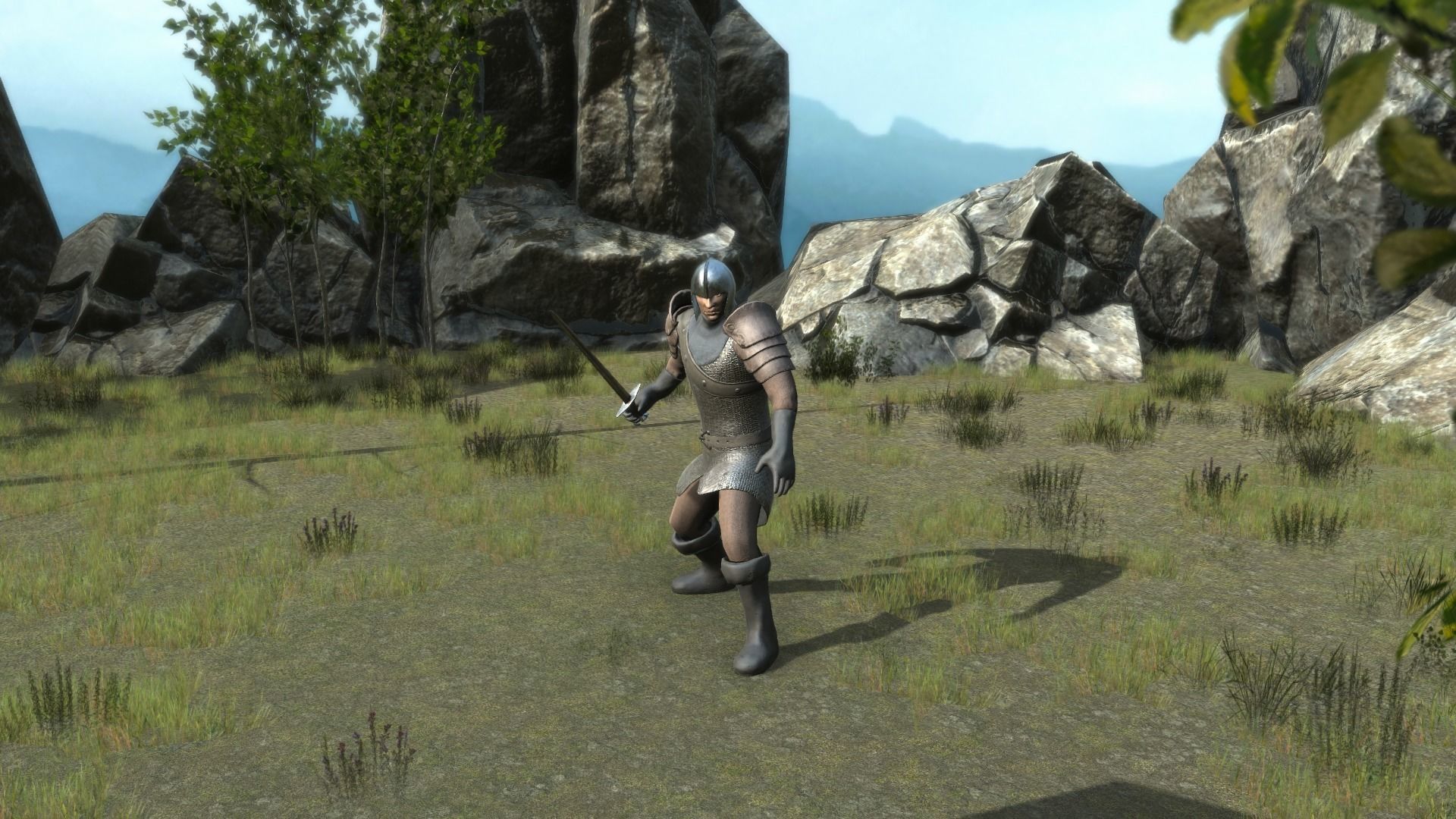 Medieval Knight in Chainmail Low-poly 3D model_8