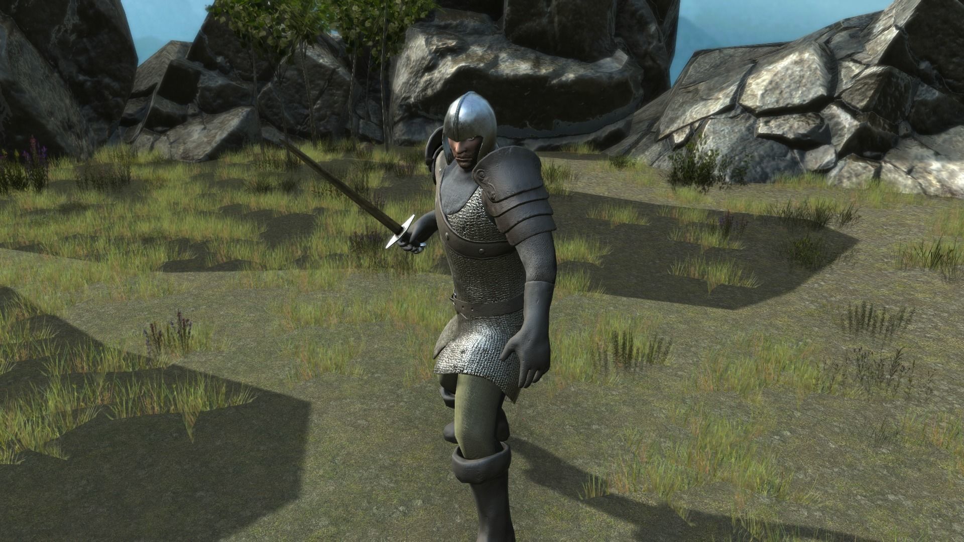 Medieval Knight in Chainmail Low-poly 3D model_3