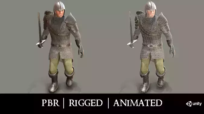 Medieval Knight in Chainmail Low-poly 3D model