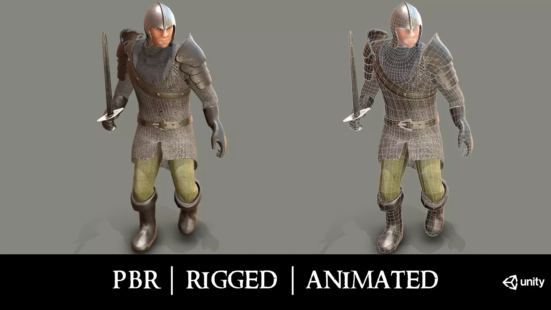 Medieval Knight in Chainmail Low-poly 3D model_0