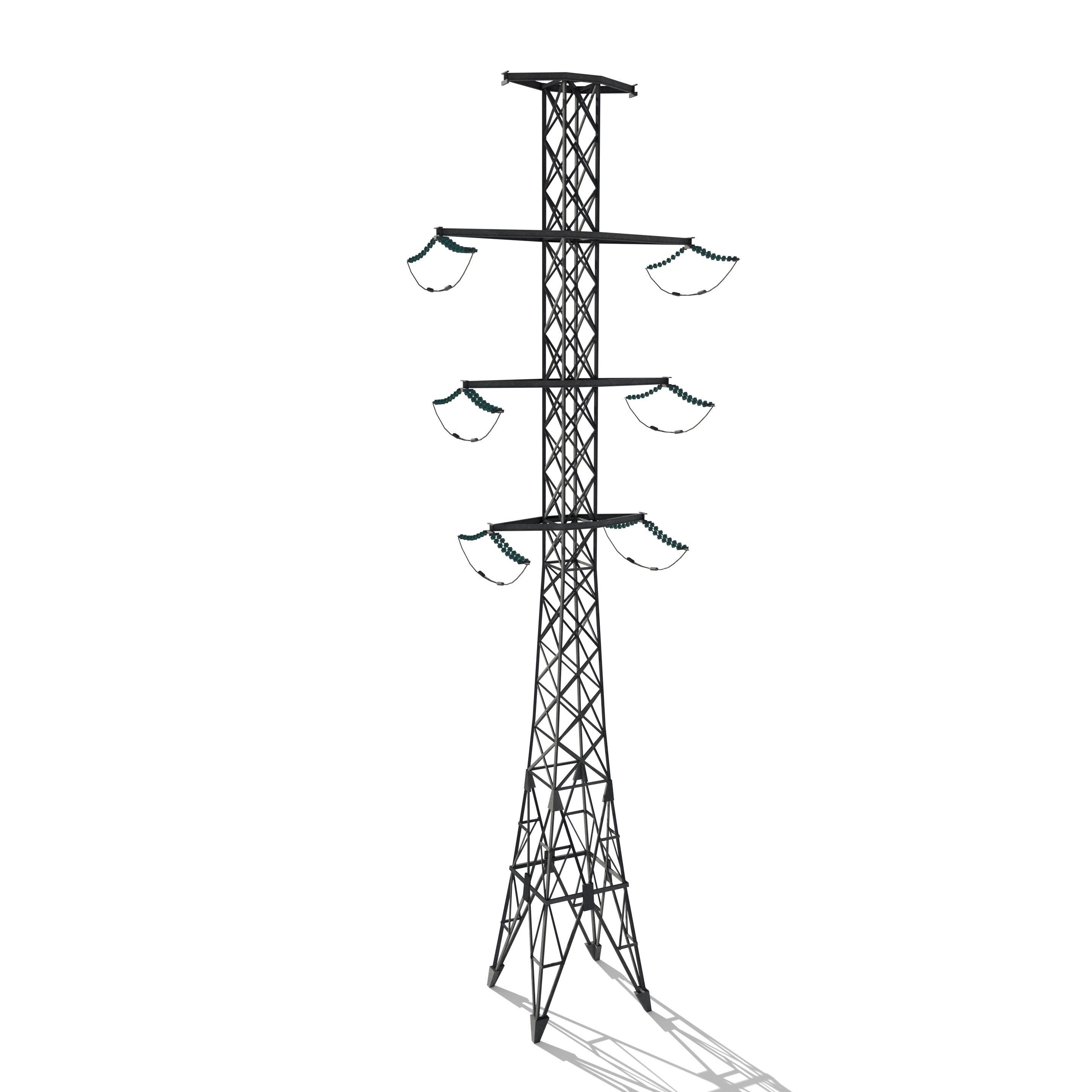 Electricity Pole 13 Low-poly 3D model_2