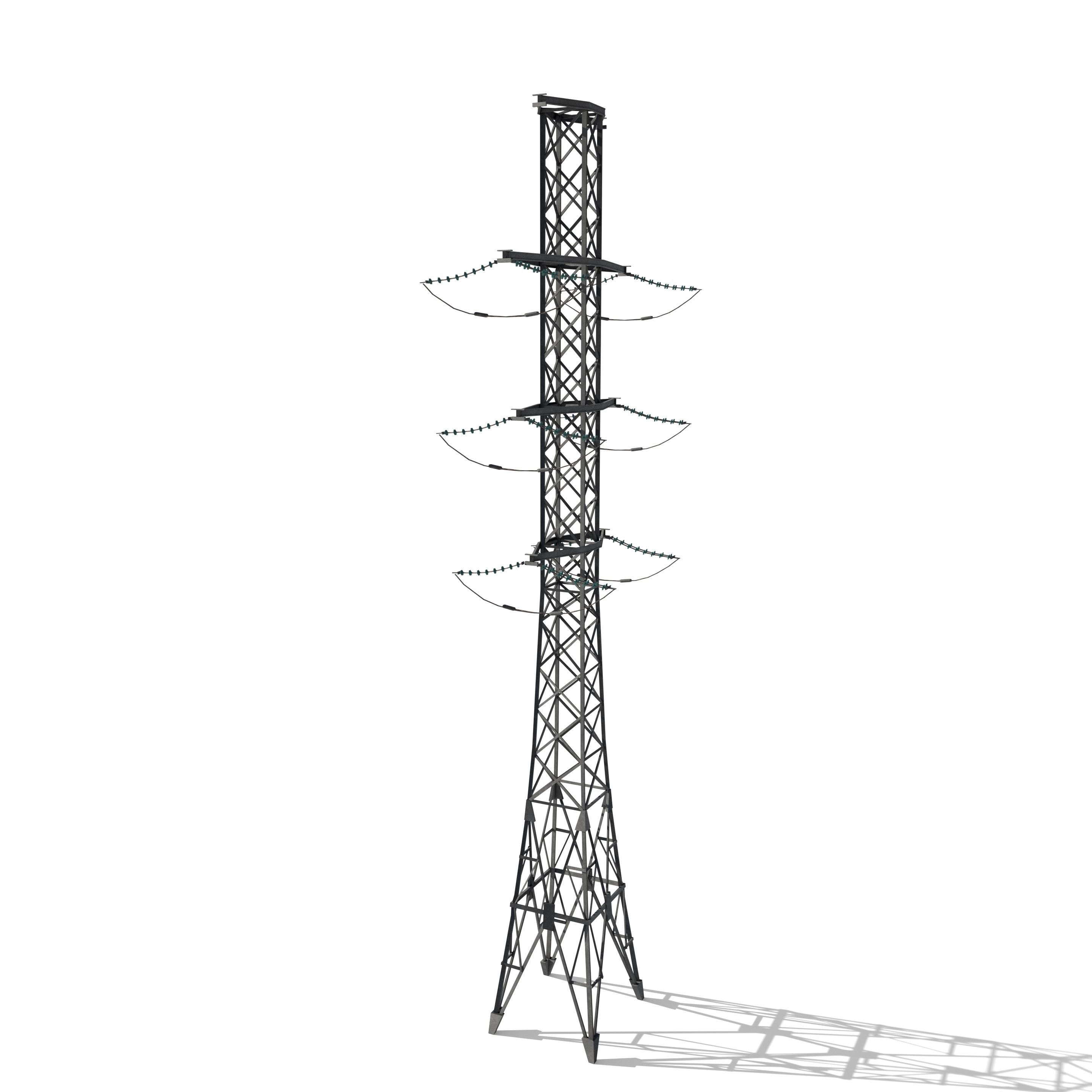 Electricity Pole 13 Low-poly 3D model_3