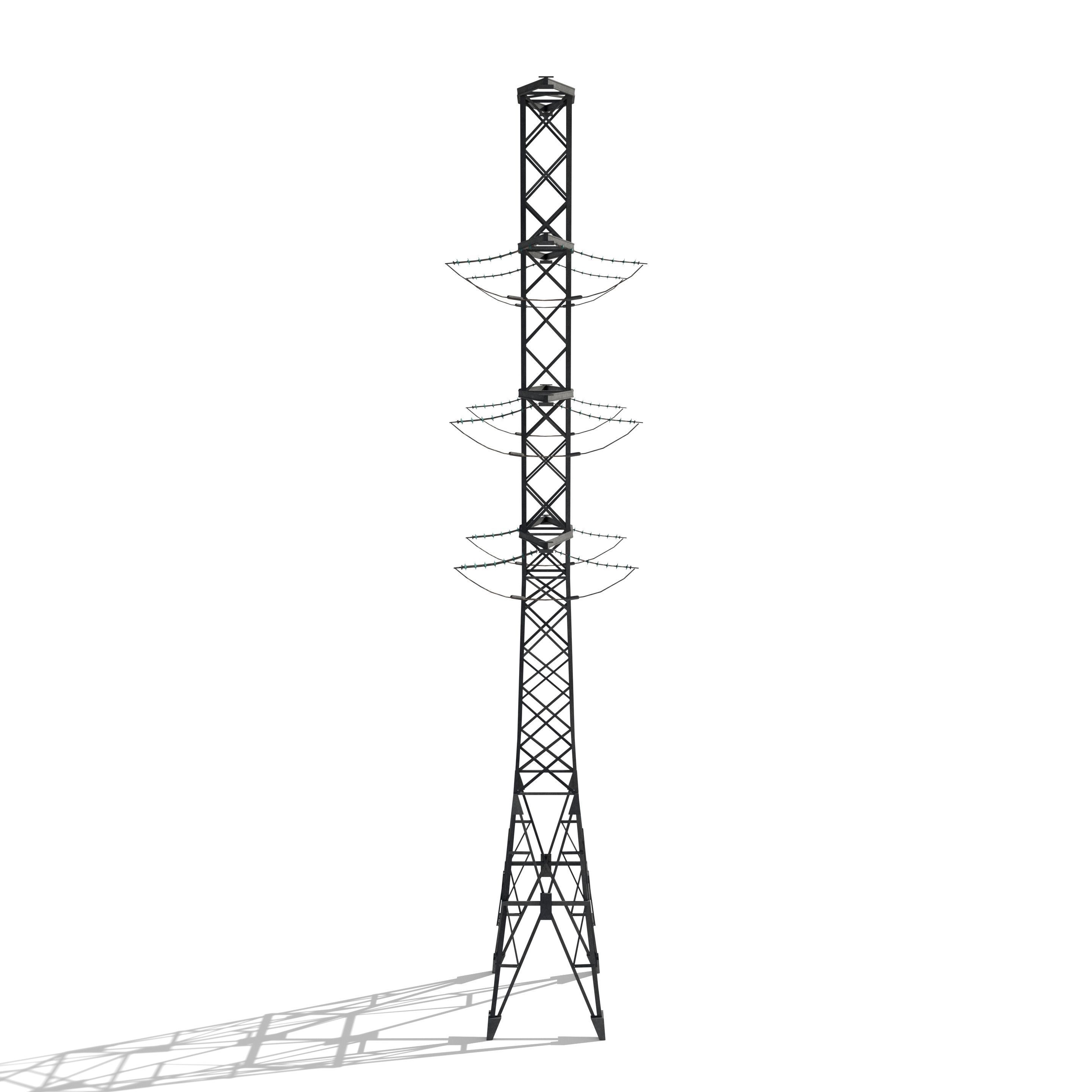 Electricity Pole 13 Low-poly 3D model_1