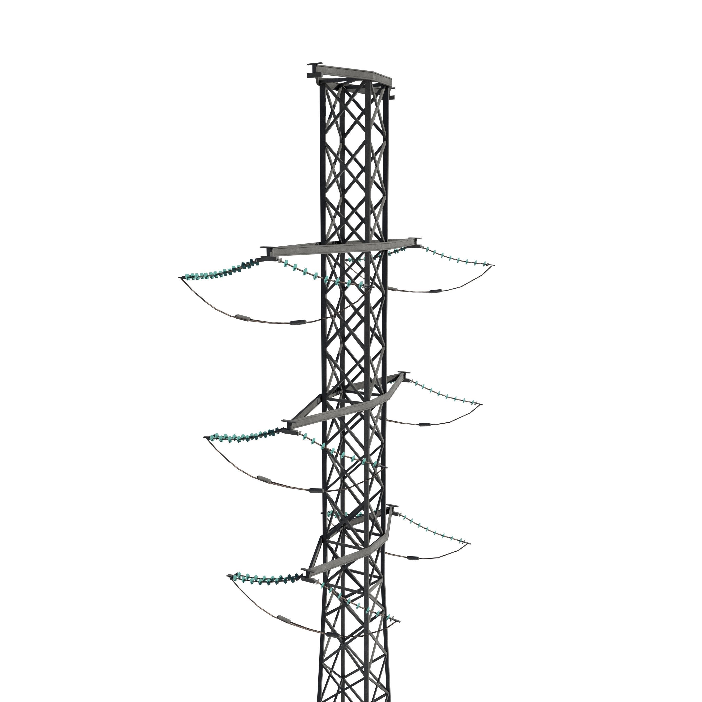 Electricity Pole 13 Low-poly 3D model_4