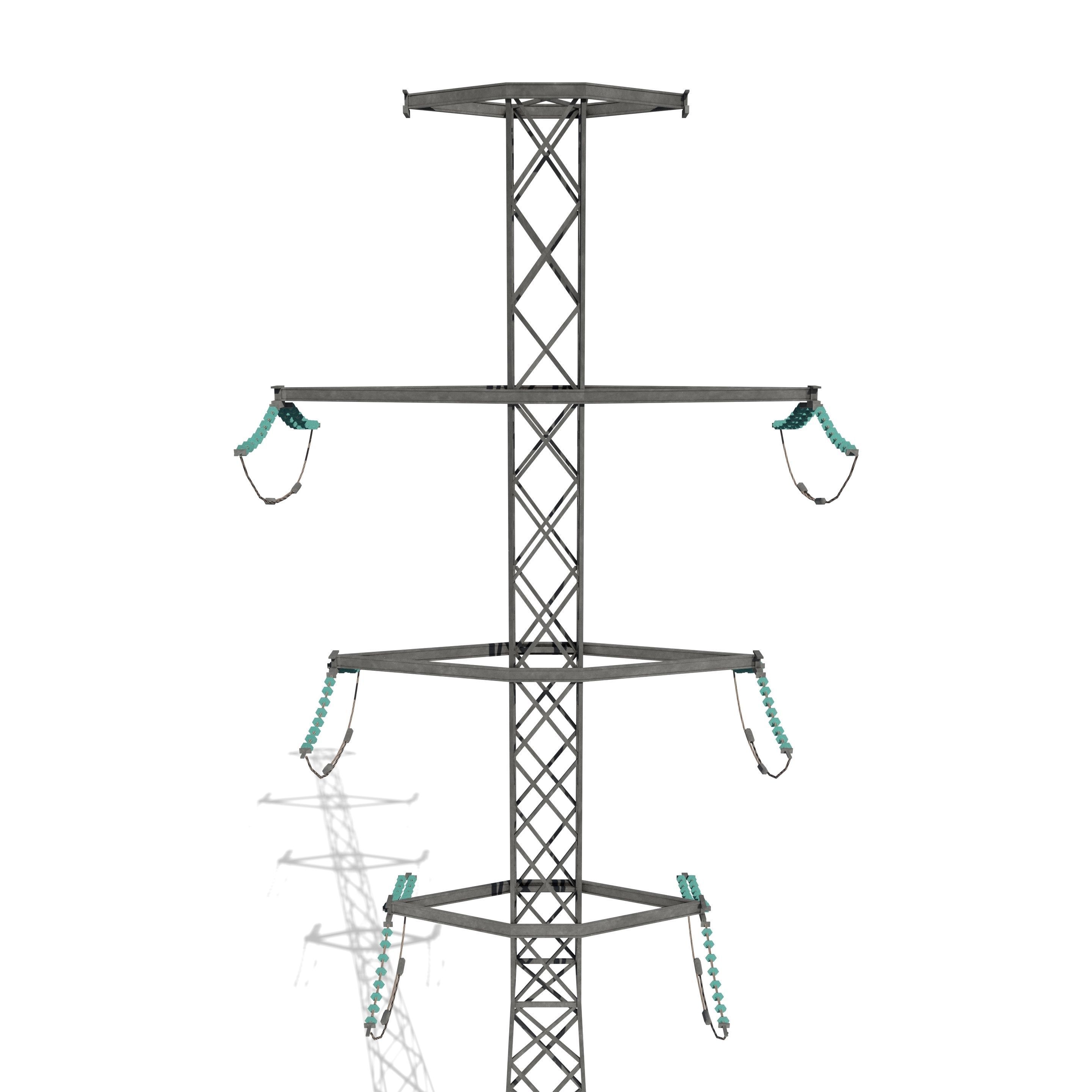 Electricity Pole 13 Low-poly 3D model_5