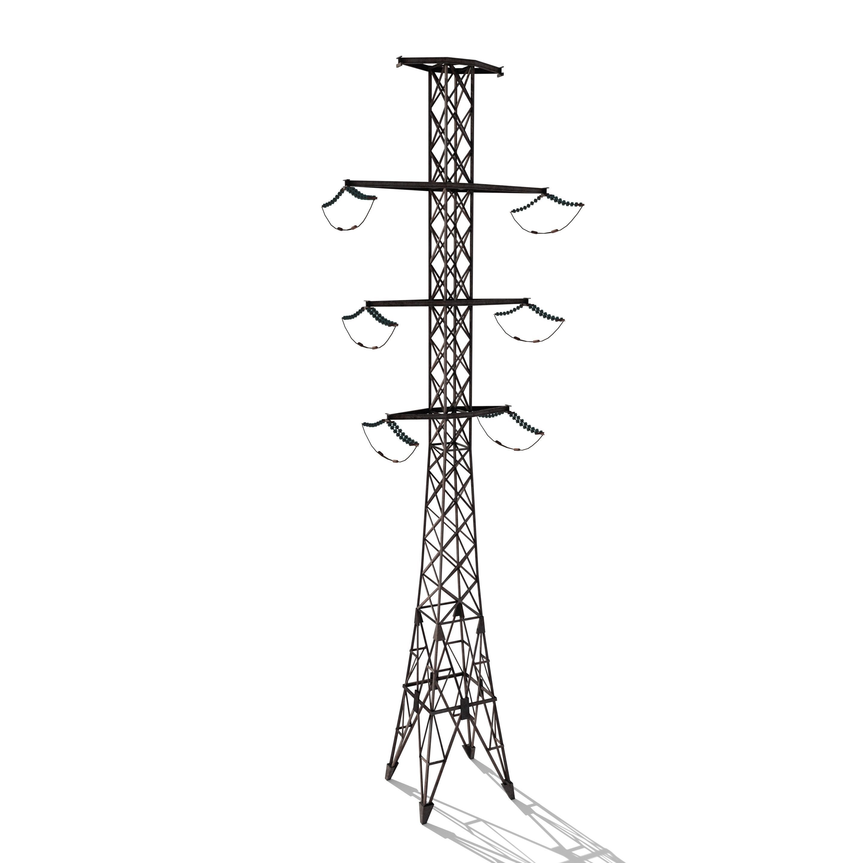 Electricity Pole 13 Weathered 3D model_2