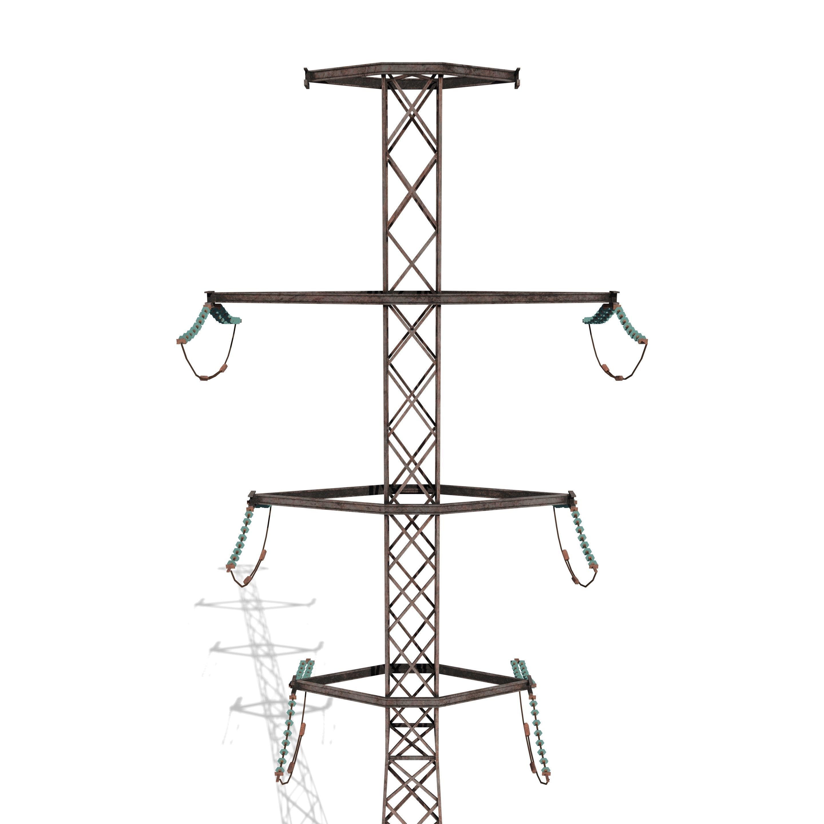 Electricity Pole 13 Weathered 3D model_5