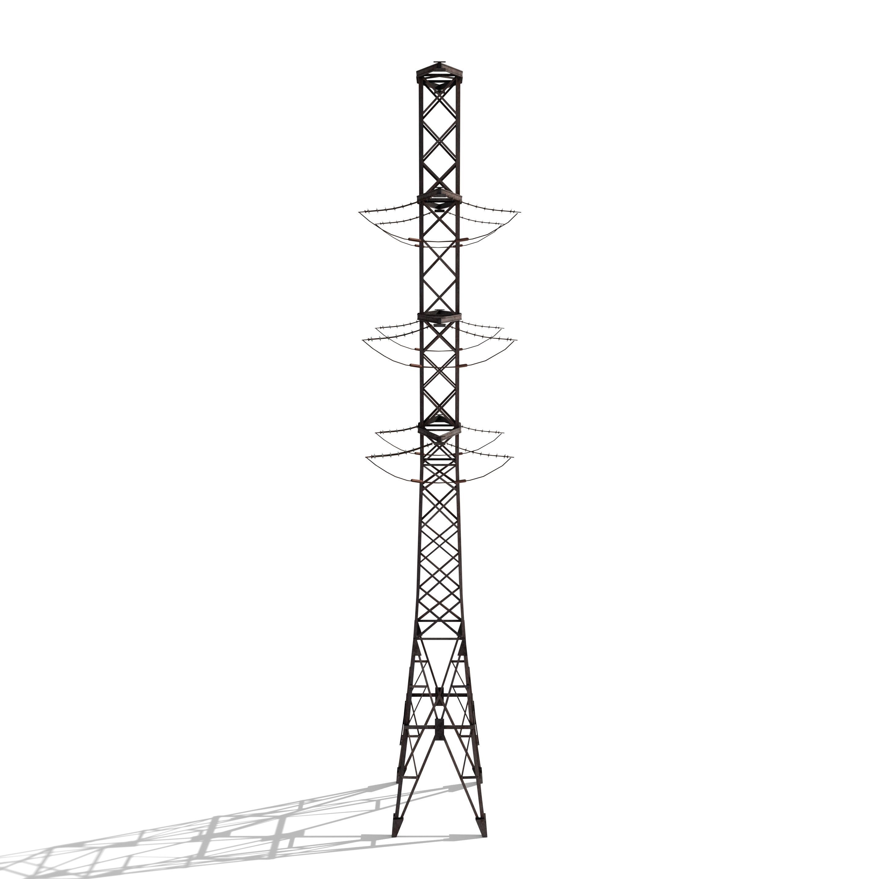 Electricity Pole 13 Weathered 3D model_1