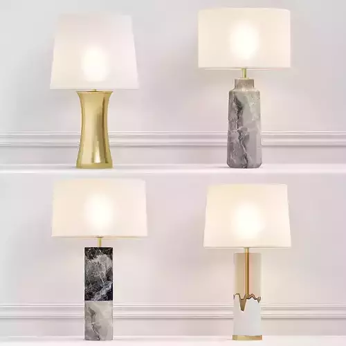 Table four marble lamps on shelf