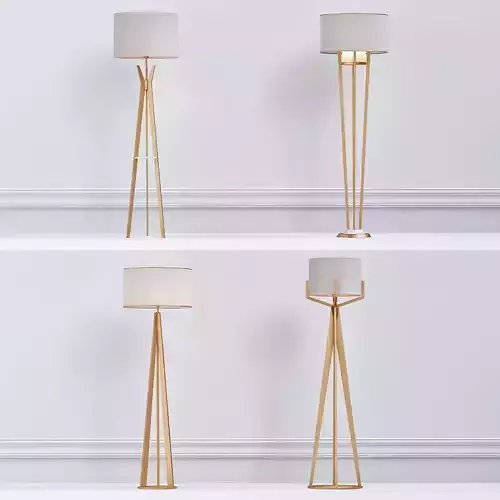 Floor four gold lamps