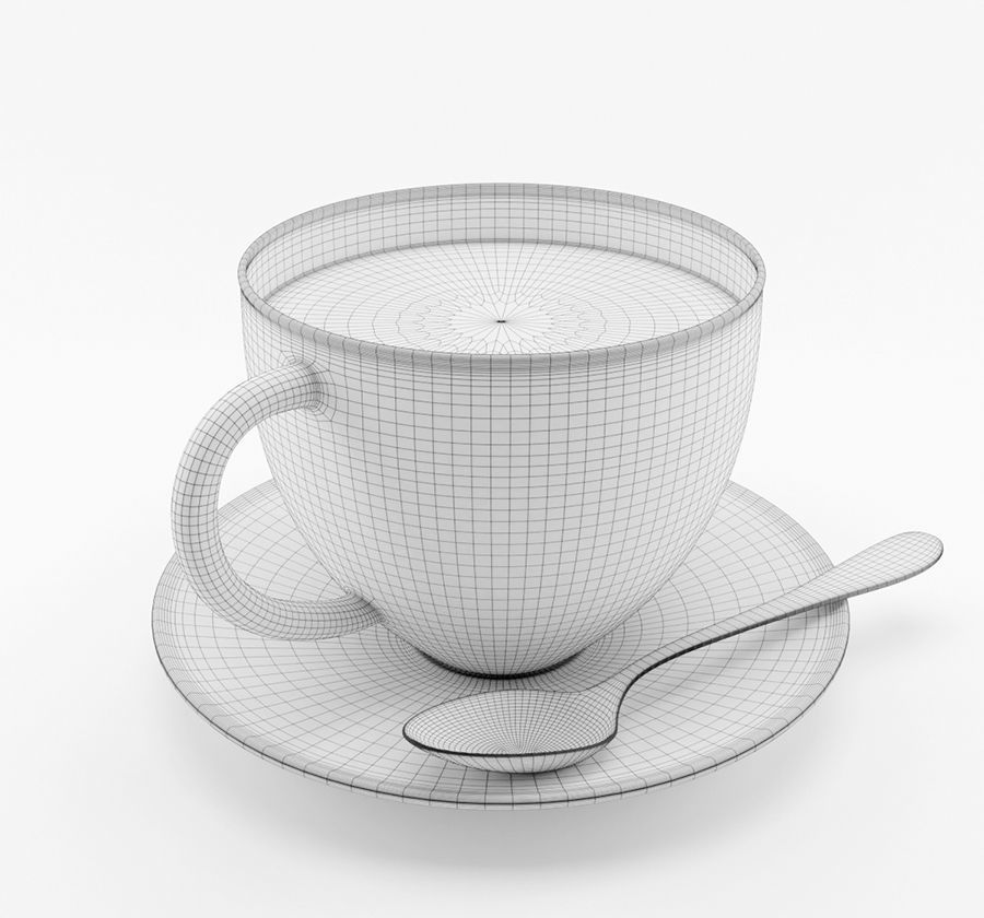 Cup of Tea with spoon 3D model Low-poly 3D model_3